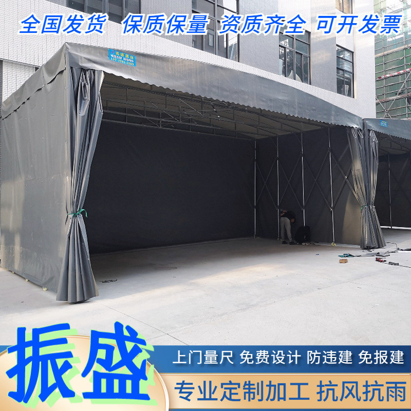 户外电动仓库推拉棚伸缩篮球场遮阳棚大型悬空雨棚伸缩活动停车蓬