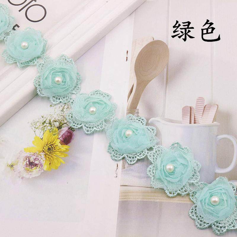 钉珠蕾丝六瓣欧根纱立体双层花边花朵服装辅料diy手工衣服宽5cm