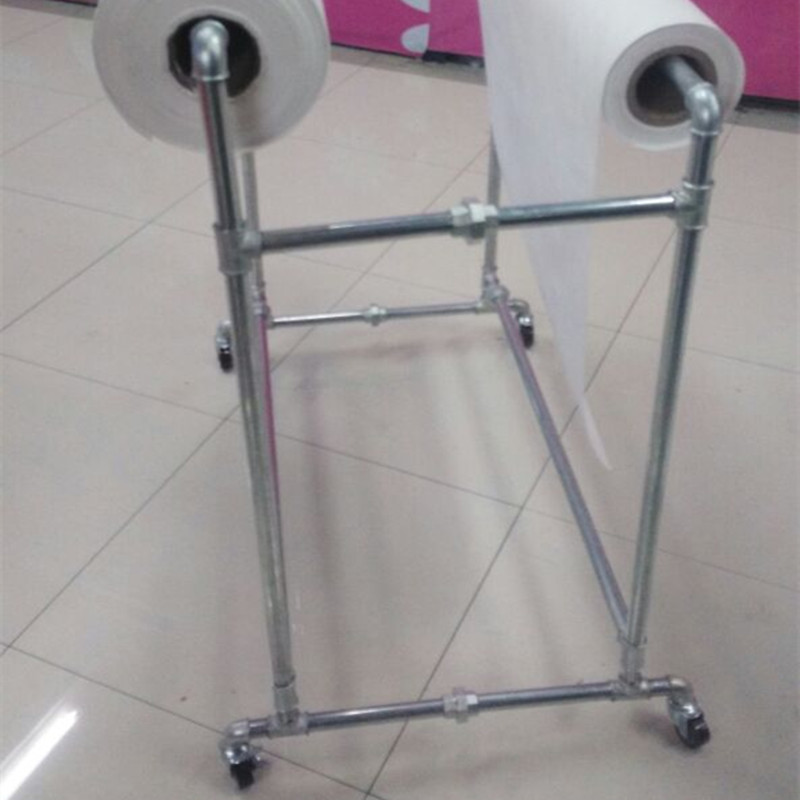 镀锌双杆晾衣架落地单钢管晒被阳台服装展示架双杠双排水管衣服架