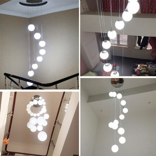 轻奢长吊灯楼梯间北欧复式 楼简约现代公寓旋转loft跃层中空客厅灯