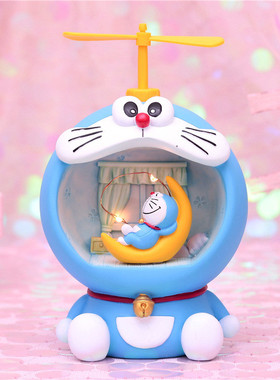 卡通蓝小叮飞行星星灯创意存钱罐灯 不可取储蓄罐送儿童生日礼物