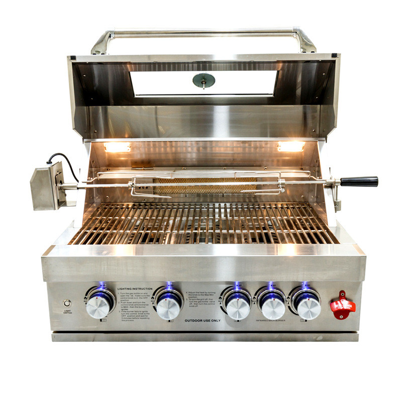 不锈钢嵌入式烧烤炉燃气烧烤炉烧烤架别墅庭院烧烤台gas grill