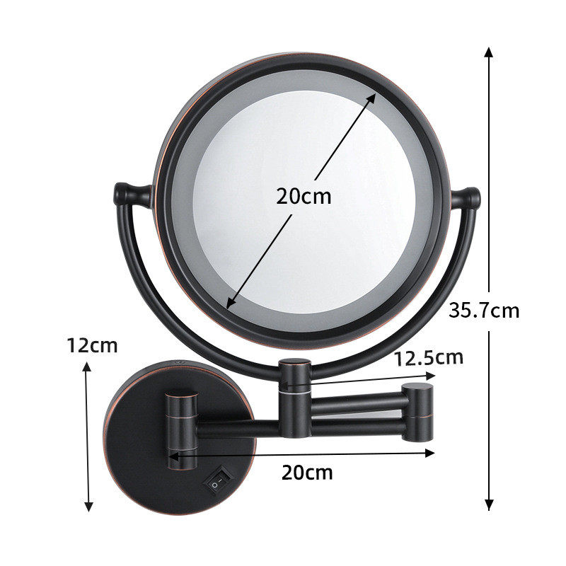 古润浴室LED折叠伸缩美容镜带灯3倍放大化妆镜酒店梳妆镜子1809D