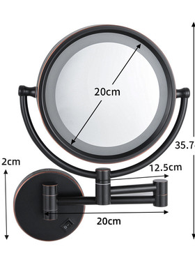 古润浴室LED折叠伸缩美容镜带灯3倍放大化妆镜酒店梳妆镜子1809D