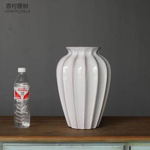不漏水！美式橱窗创意复古陶瓷花瓶客厅餐厅简约白色花器