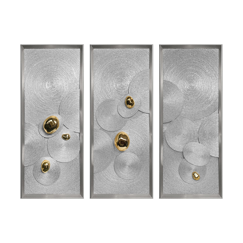 酒店欧式新中式实物装饰画客厅玄关现代简约沙发背景墙三联挂壁画