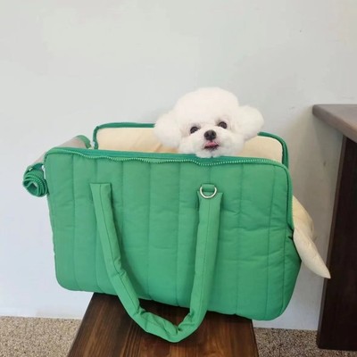 秋宠物狗款季秋狗包单肩手提斜挎猫咪包包秋季纯绿一包两用便携式