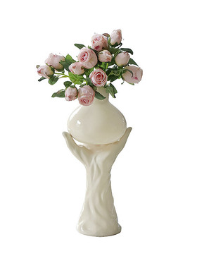 创意手工法式花瓶高级感ins风复古奶油风房间装饰陶瓷摆件花瓶