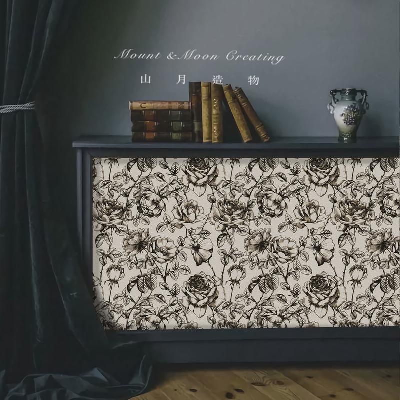 53n玫瑰法式复古墙贴纸房间装饰衣柜贴柜子墙纸自粘翻新家具改造