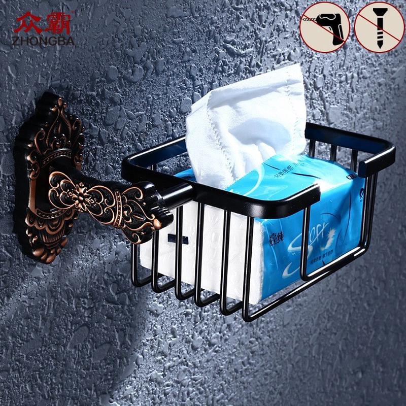 双卫生间浴室厕所挂墙壁上免打孔厨房用纸篓金属铝抽紙巾置物支架
