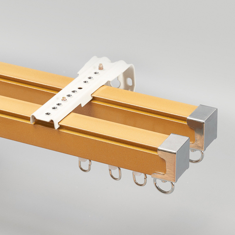 窗帘轨道铝合金静音晶泳方轨现代简约窗帘导轨滑轨直轨单轨双轨道