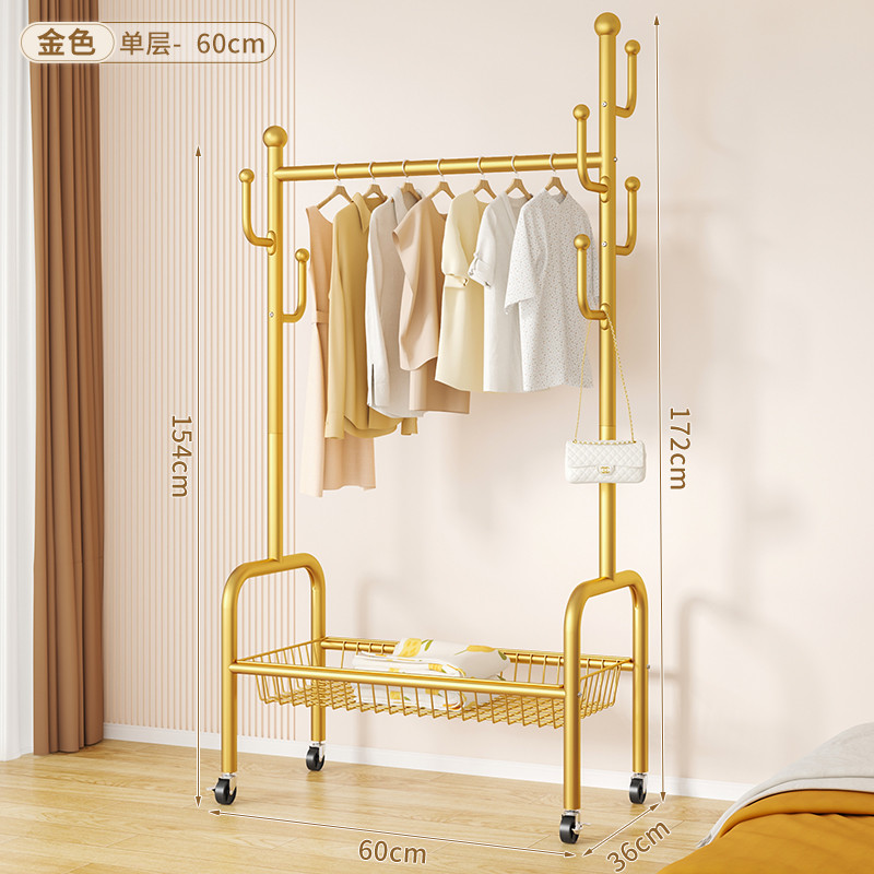 444z简易卧室室内挂衣架衣帽架落地衣服单杆架子家用晒衣架宿舍晾