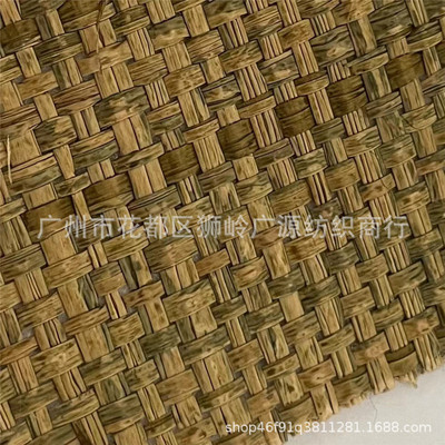 拉菲草席鞋帽平纹编织布复古风草编织布草编包十字材料批发
