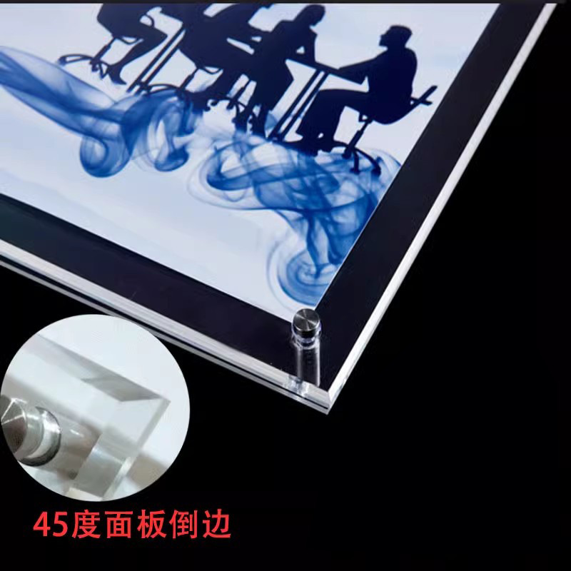 透明广告展板亚克力海报框展板透明双层有机玻璃奶茶店广告牌公司
