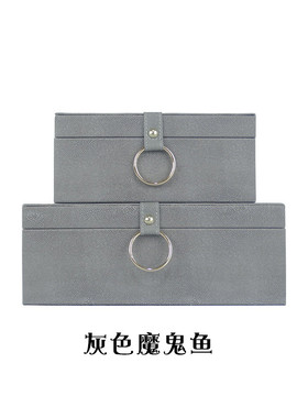 现货新中式简约皮革首饰盒盒样板间装饰时尚家居书房软装饰品摆件