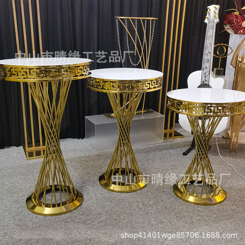 新金色婚庆道具路引甜品台铁艺家居花器酒店道具宴会厅美陈摆件