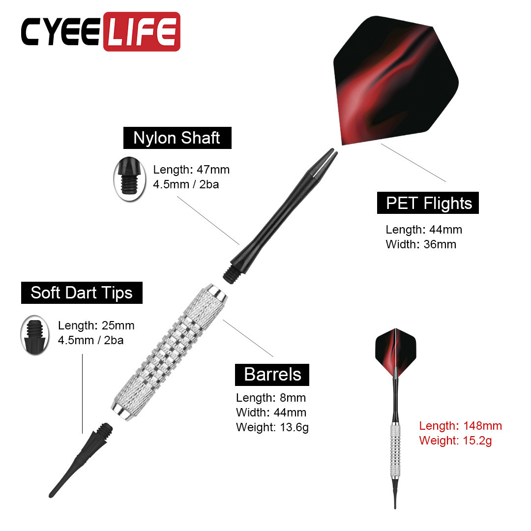 CyeeLife15g软式飞镖套装练习比赛用飞镖韧性好配件齐全