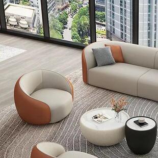 大堂轻奢沙发洽谈大厅美容院酒店售楼处休息区会客弧形接待组合