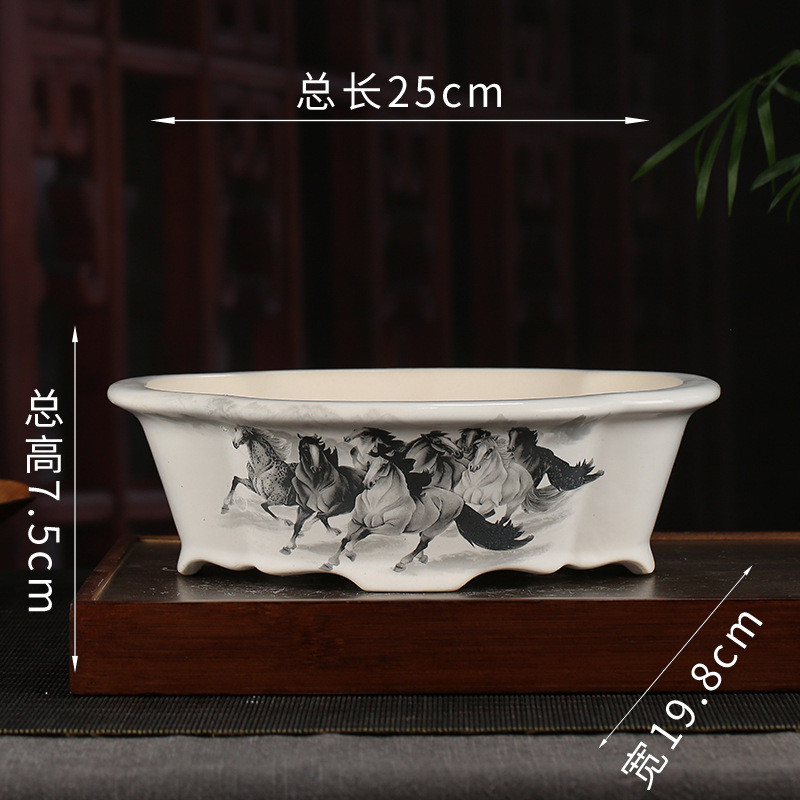 彩绘紫砂花盆批发复古装饰花卉阳台盆景盆海棠落地文竹花盆yzch20