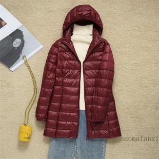 秋季加肥加大码轻薄羽绒服女中长款妈妈轻便200斤中老年老人