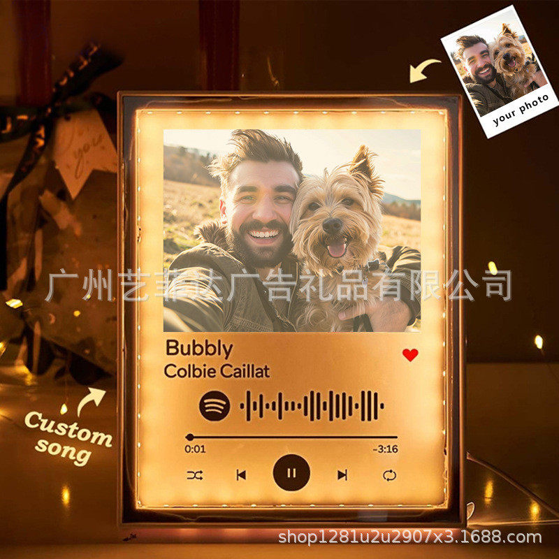 母亲节家居led镜子灯diy照片相框灯箱亚克力氛围小夜灯摆件
