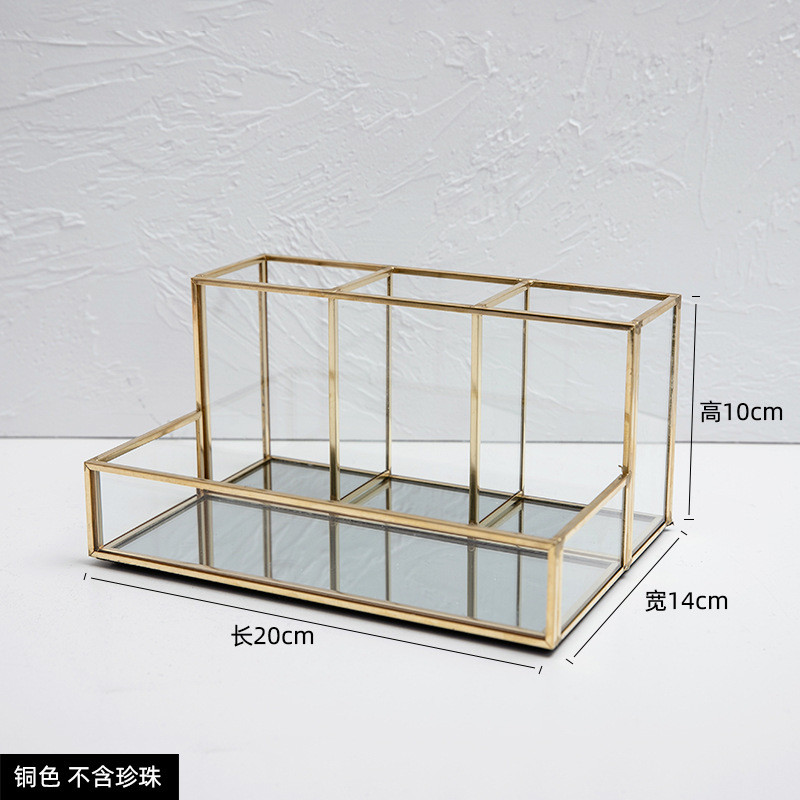 简约化妆刷收纳桶透明玻璃防尘笔筒刷桌面梳妆台无盖彩妆刷收纳盒