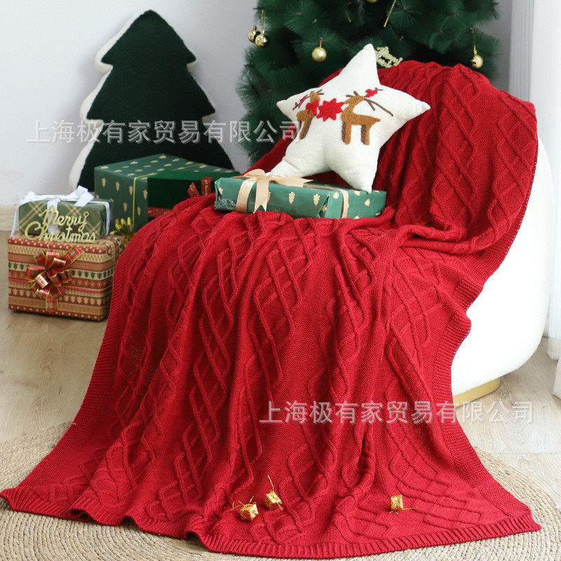 圣诞红粗毛线装饰毯红色毯子毛毯节日新年沙发盖毯床上用毛毯,床上用品,休闲毯/毛毯/绒毯,淘宝优惠券,粉丝福利购,淘宝优惠卷
