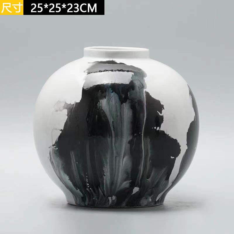 创意新中式手绘水墨假山陶瓷酒柜摆件家居玄关花器样板房间装饰品