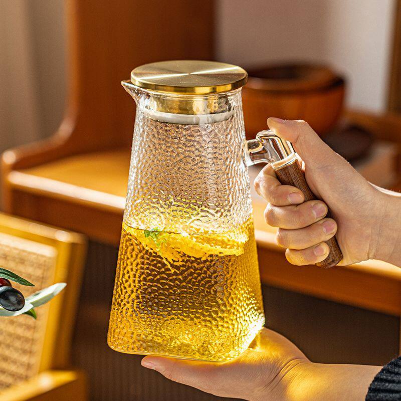 木把锤纹冷水壶大容量玻璃凉白开套装家用果汁壶防爆凉水壶茶壶