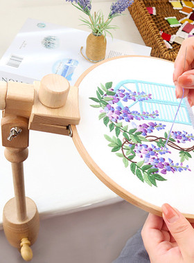 批发经典式升级款多功能实木桌嵌榉木绣架刺绣传统手绣辅助工具
