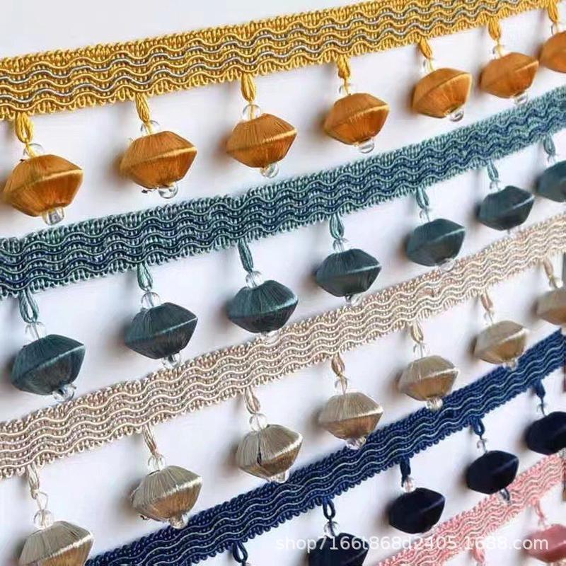 热销新窗帘花边织珠子包丝方块配件辅料家纺木手工门帘缝边装饰