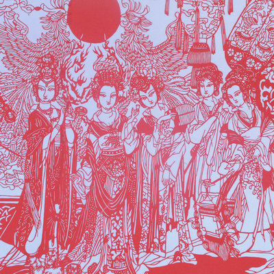 手工剪纸画古典人物故事画工红楼梦中式卷轴挂画艺剪纸画