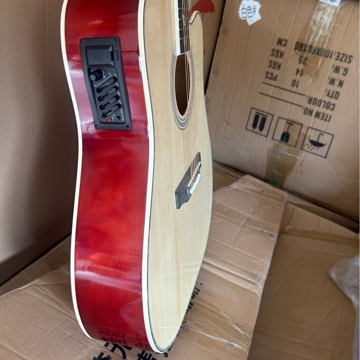 抛光民谣吉他木吉他乐器之琳41寸椴木赛璐璐包边吉他亮光民谣吉