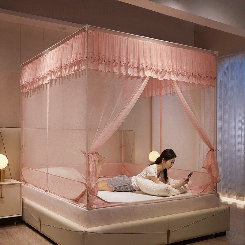 新款家用卧室儿童防掉床u型三开门回底方顶床笠宝宝防摔坐床蚊帐