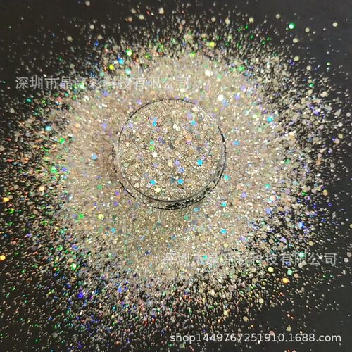银高镭射闪光金葱粉七彩粉亮片镭射混合系列四角六角美甲闪粉片