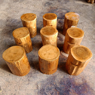 根雕凳子实木墩子原木树桩木桩底座茶几茶桌配凳大板支架原木凳