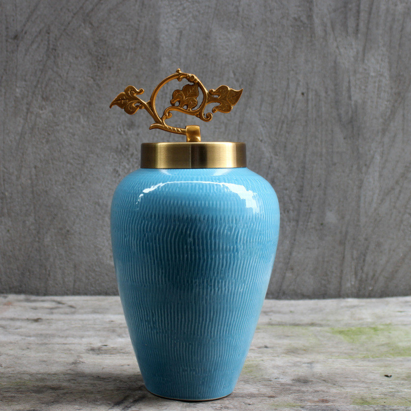 景德镇新中式陶瓷花瓶摆件插花软装美式客厅电视柜餐桌干花器饰品