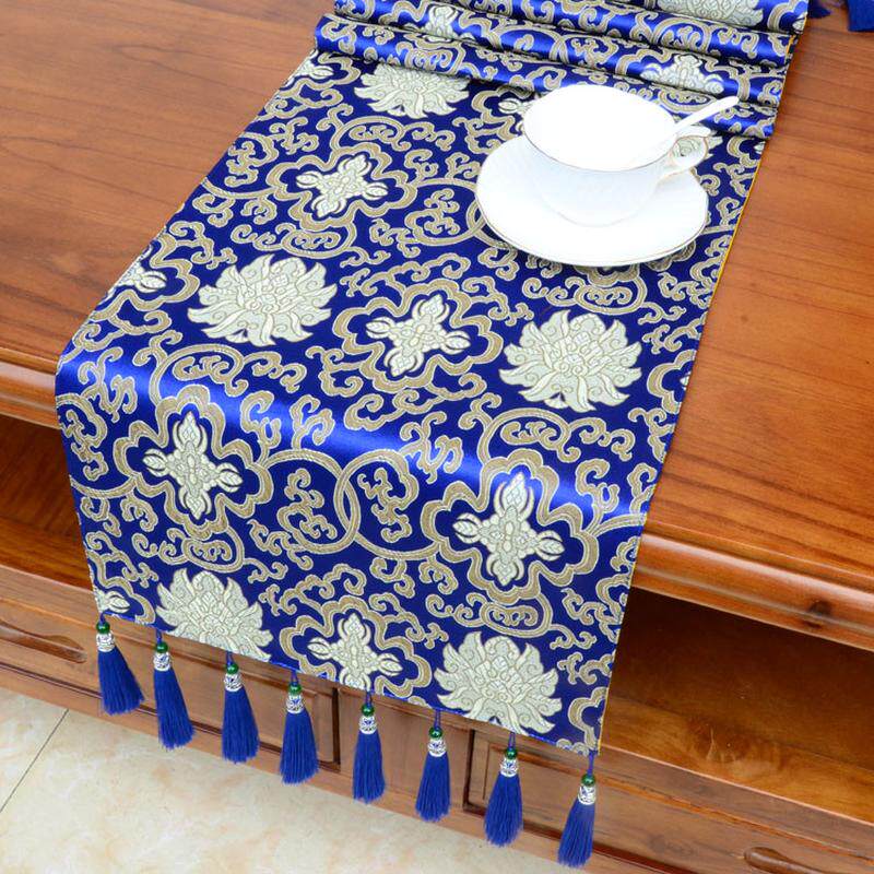 新中式民族风居家古典藏式客厅电视柜桌布台布长条黄桌旗床旗2米