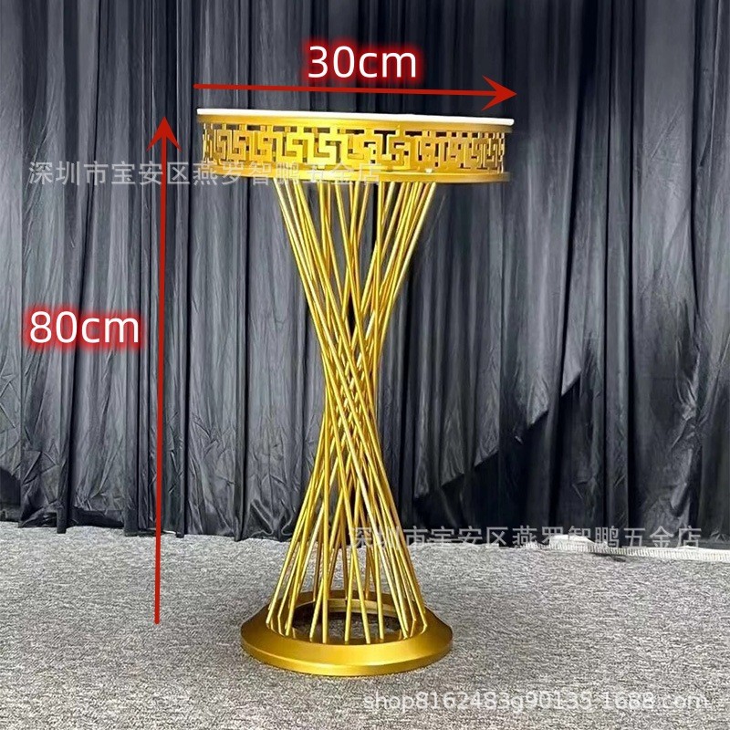 新甜品台婚庆道具路引宴会厅铁艺家居花器酒店道具金色美陈摆件