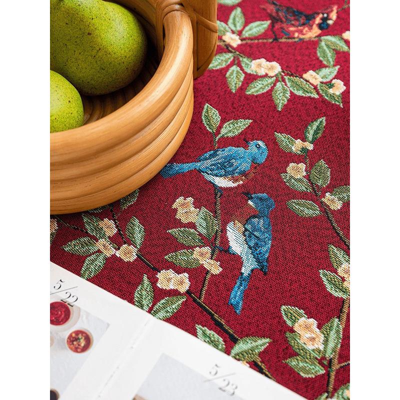 美式圆桌餐桌布艺轻奢复古高级感台布家用乡村长方形茶几桌布北欧