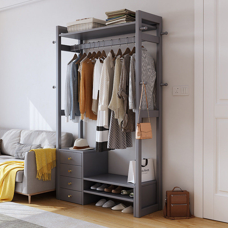 灰色轻奢全实木落地衣帽架卧室鞋架挂衣架一体衣架进门置家用客厅,收纳整理,置地/升降晾晒衣架,淘宝优惠券,粉丝福利购,淘宝优惠卷