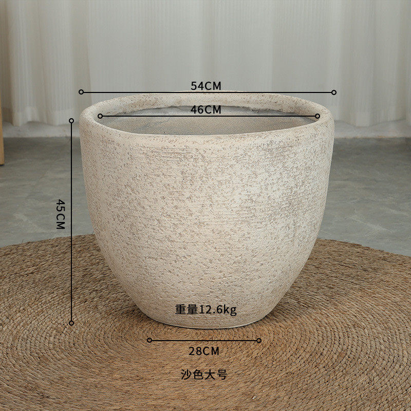 镁泥客厅北欧艺术花盆商场室内外落地北欧特大型号仿岩石缸水泥盆