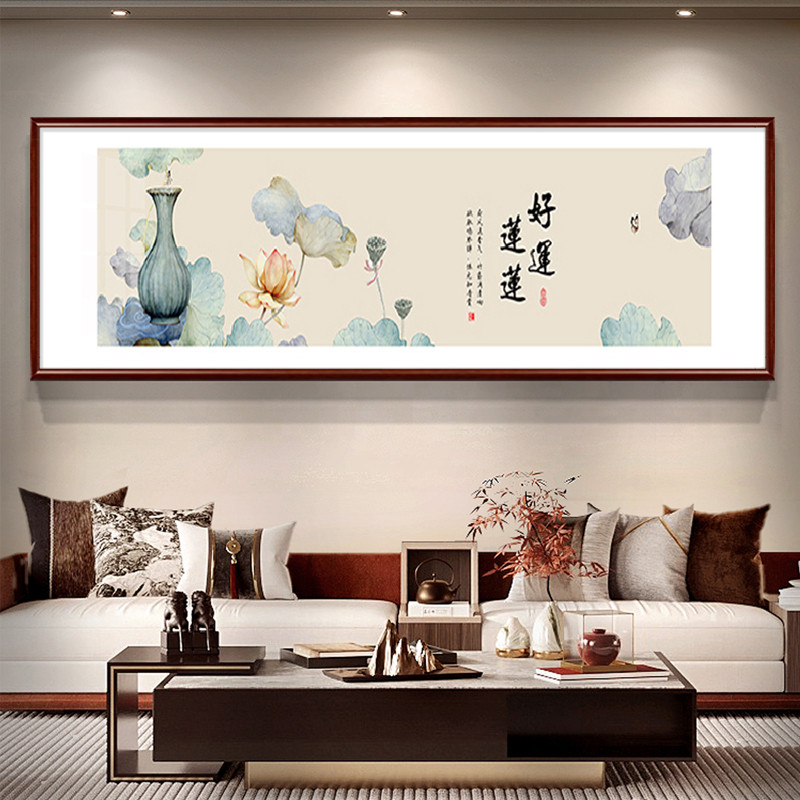 喜上眉梢挂画新中式高级感沙发背景墙实木框客厅装饰画中国风花鸟