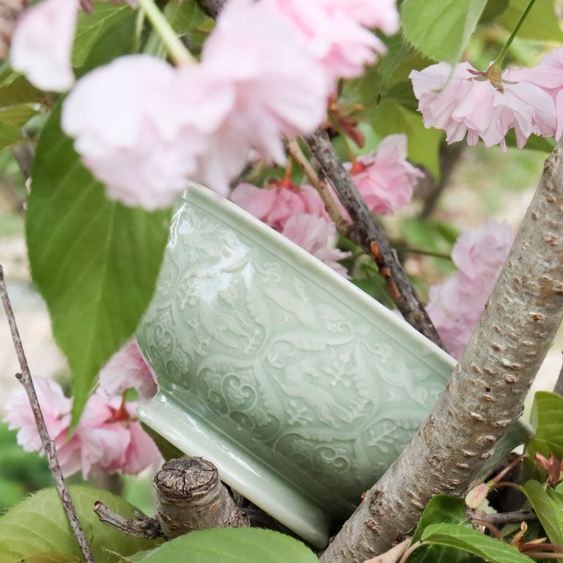 3rlm批发耀州窑仿大唐金碗刻花中式复古青瓷橄榄青瓷精品中号米饭