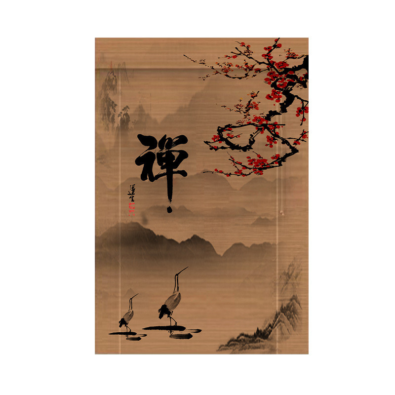 印花竹卷帘中式升降遮光帘竹帘子窗帘隔断家用遮光复古门帘中国风