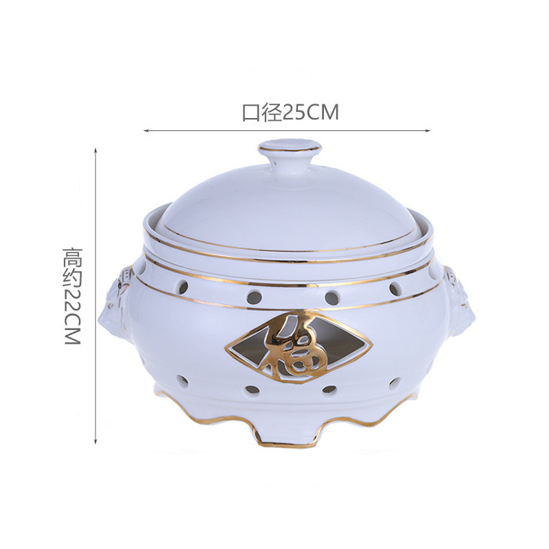 酒店陶瓷炖盅带盖金边明盘展示盘干冰档养生中式佛跳墙盅印字