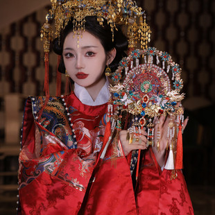 热销新品 结婚秀禾新娘双面成品遮面双色百搭diy成品喜扇团扇9 中式