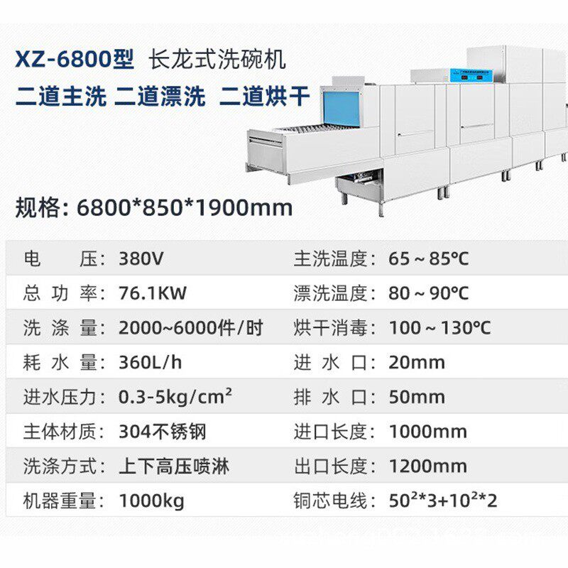 全自动大型洗碗机商用学校食堂通道式碗碟餐盘长龙式清洗机