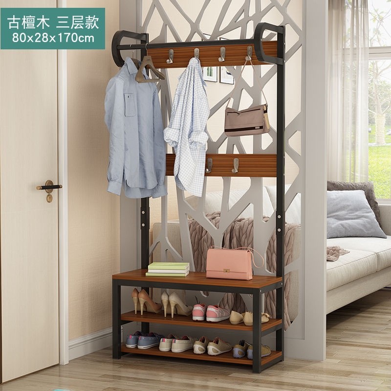 简易客厅衣服架子落地衣帽架鞋架组合换鞋凳衣架门厅柜鞋柜衣帽柜