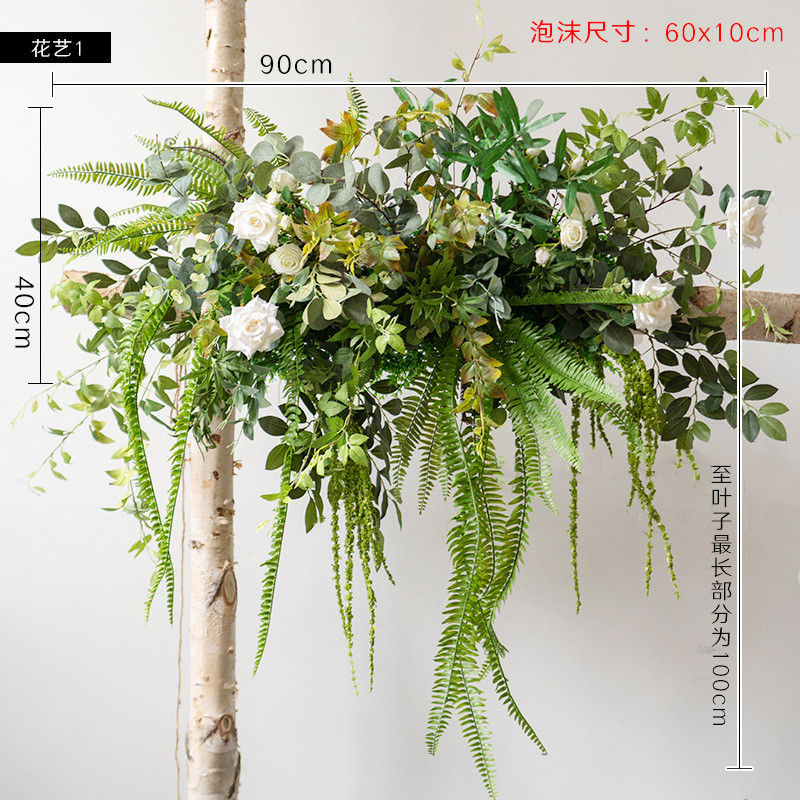 森系拱门花艺婚礼装饰布置商业陈列桦木橱窗墙面装饰背景拱门花艺